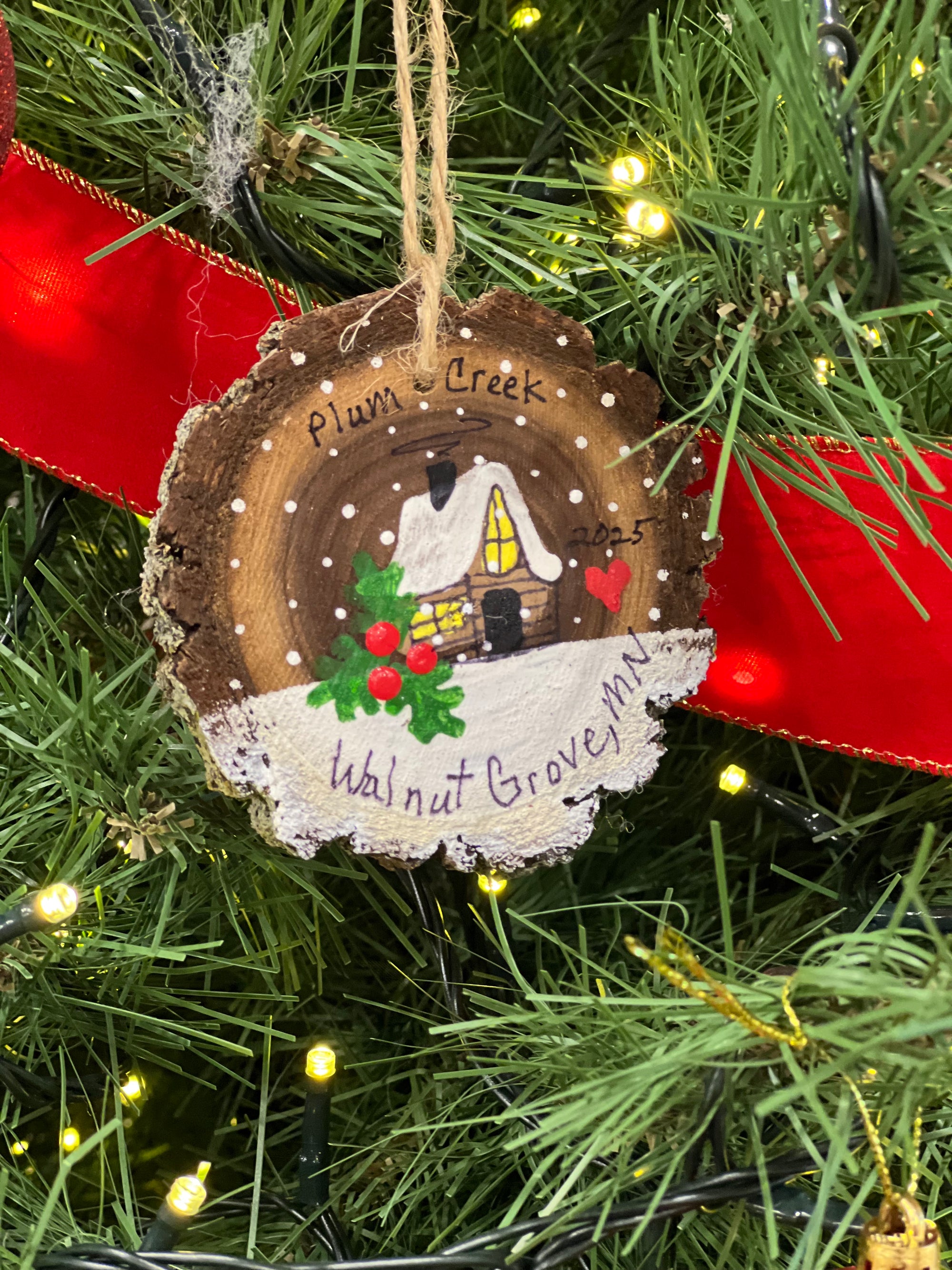 Wood "Plum Creek, Walnut Grove, MN" Ornaments