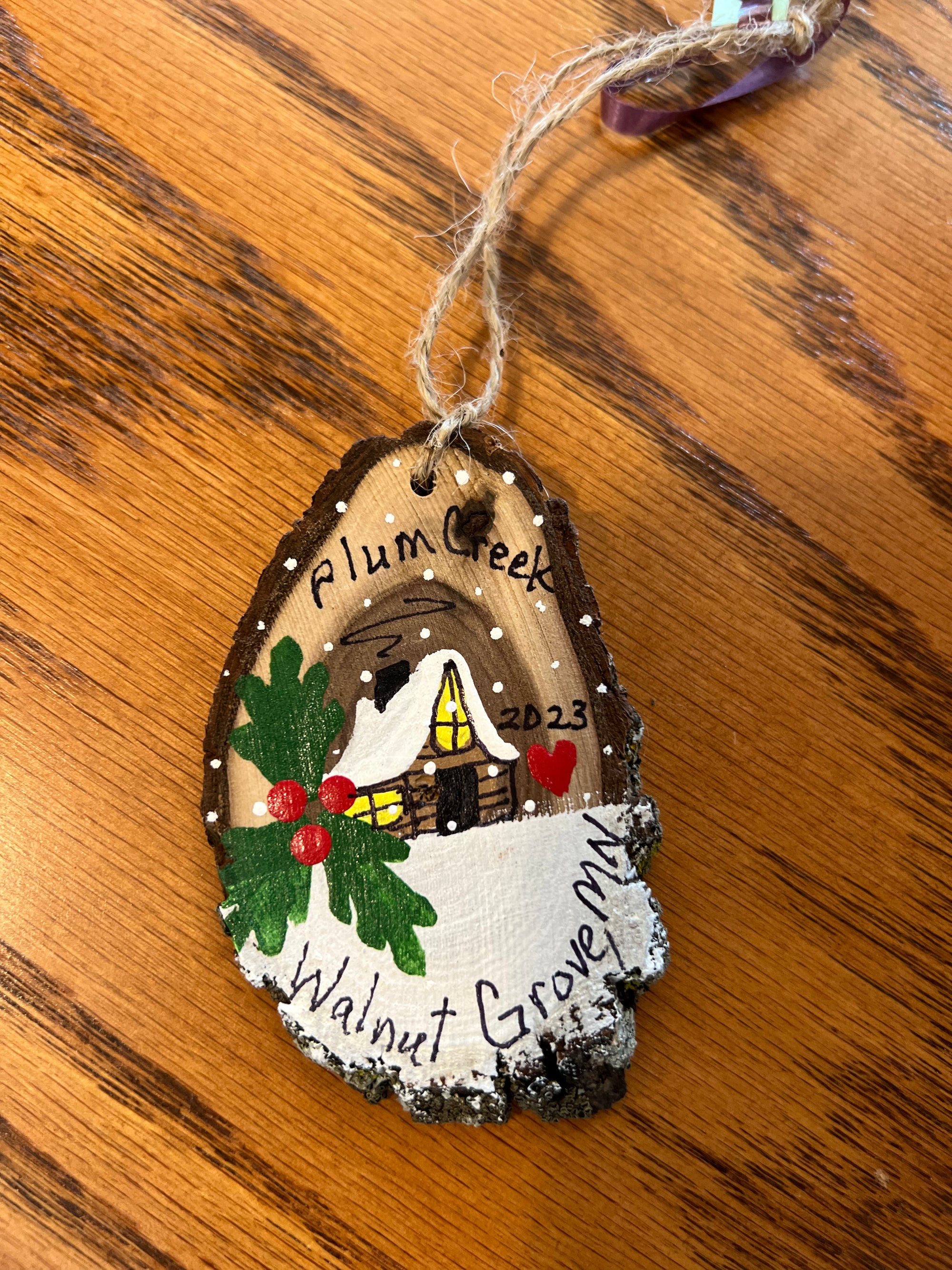 Wood "Plum Creek, Walnut Grove, MN" Ornaments